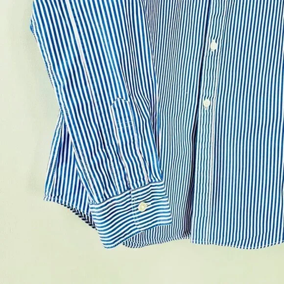 Comme Des Garçons PLAY Navy Blue White Striped Button Front Up Shirt